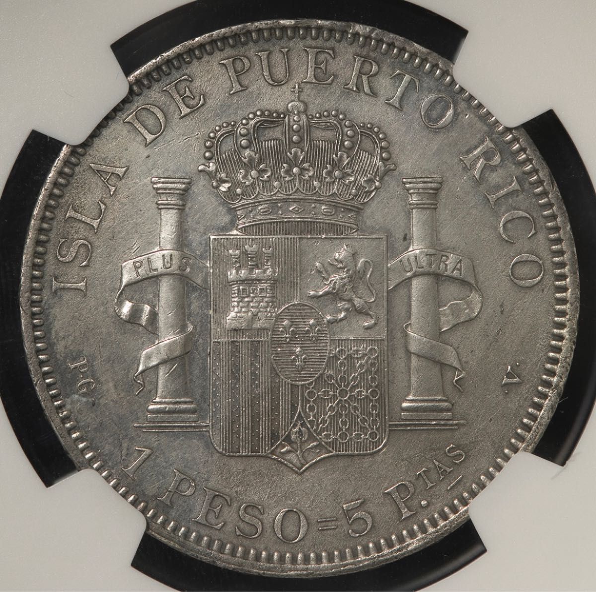 『NGC AU DETAILS』プエルトリコ1ペソ銀貨（1895年）