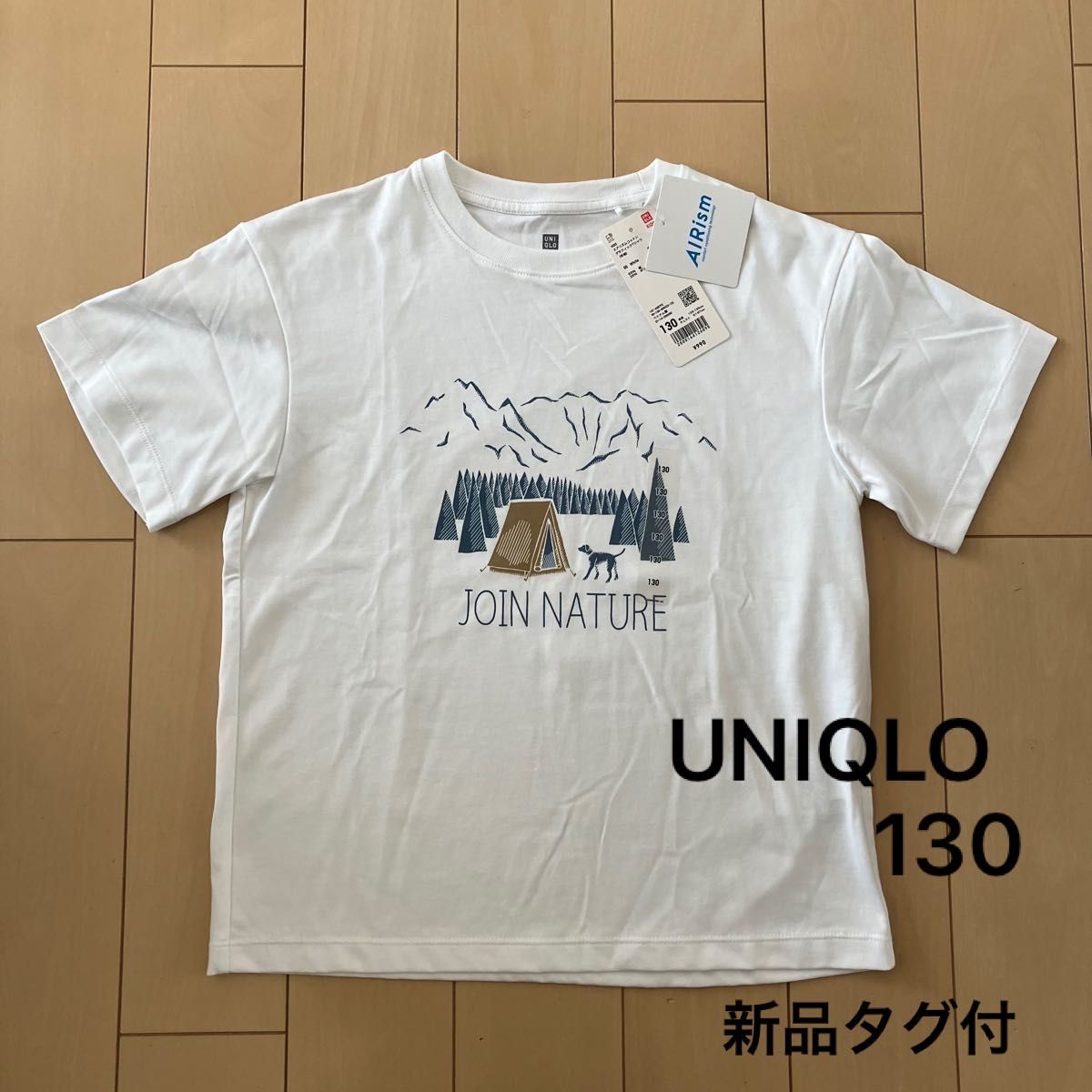 タグ付き UNIQLO ユニクロ エアリズムコットン グラフィックTシャツ 130 白 半袖 新品｜PayPayフリマ