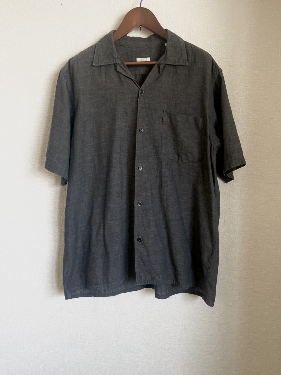 ◇COMOLI ベタシャン オープンカラーシャツ CHARCOALサイズ1◇コモリ
