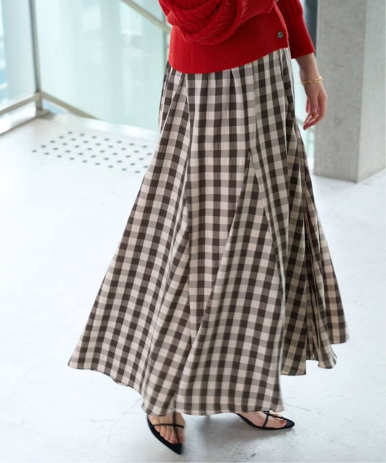 IENA【イエナ】 ギンガムチェックパネルスカート 新品ベージュ38 Yahoo
