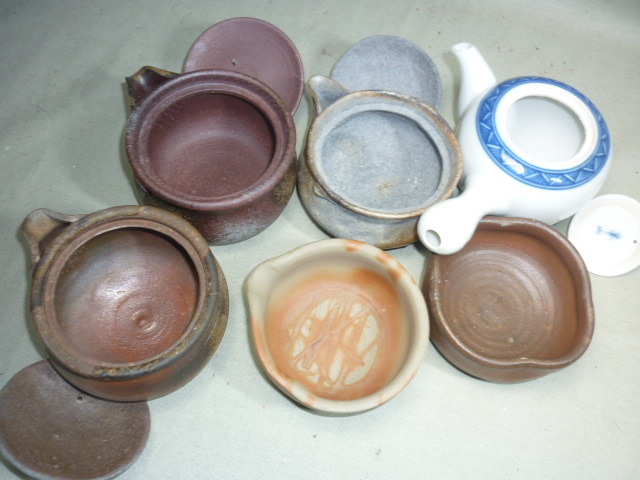 煎茶道具 煎茶器 明光窯 備前宝瓶と湯冷 窯変 桟切焼 各共箱-
