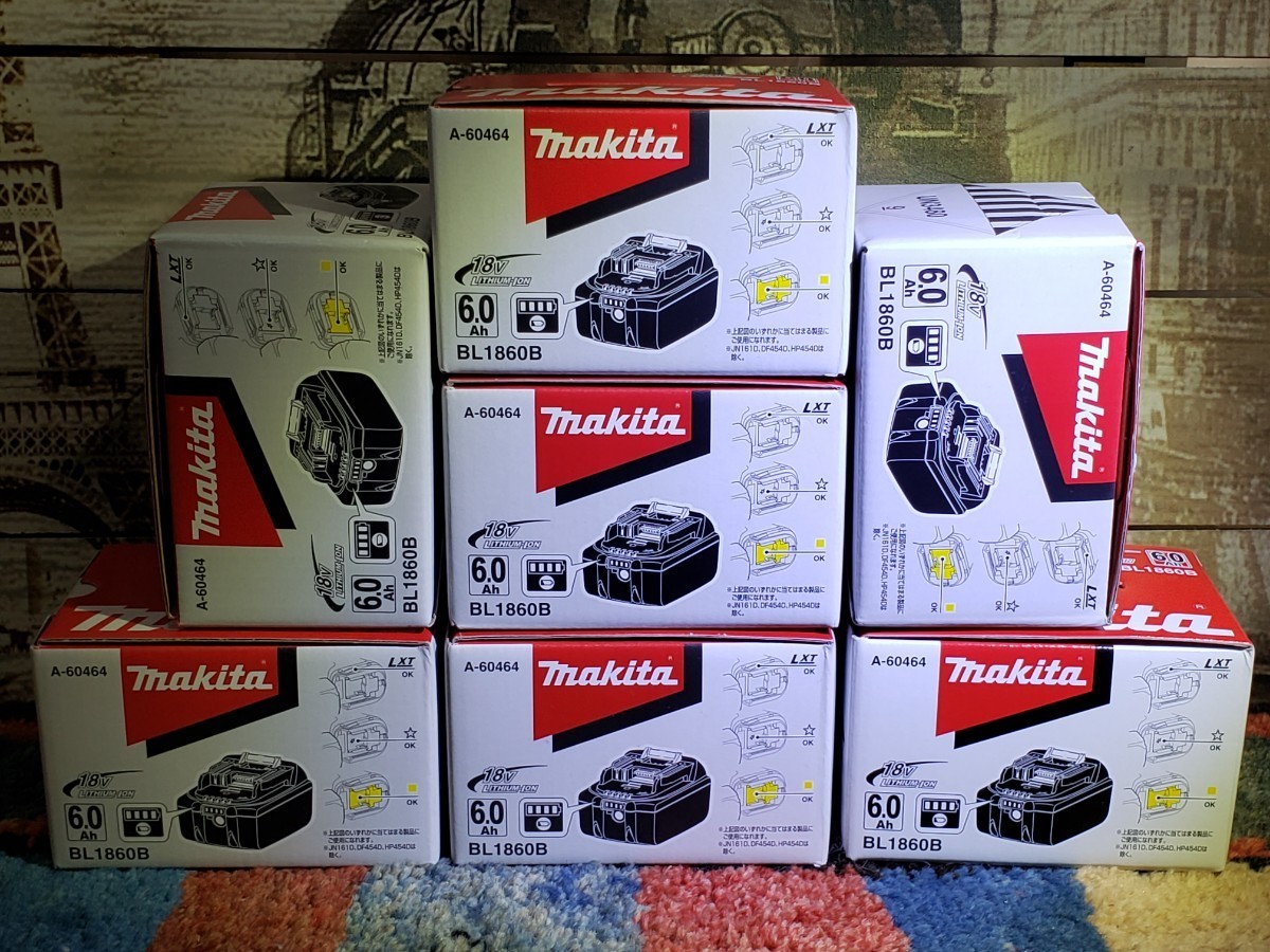新品】【未使用】マキタ 18V 6.0Ah 純正 バッテリー BL1860B (x 7個