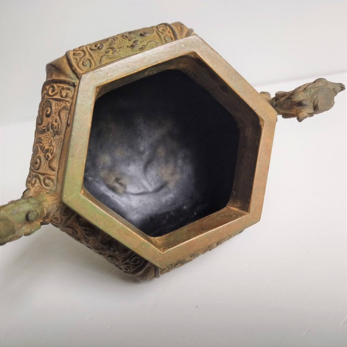 米田秀保 高岡銅器 錆銅製 蝋型 香炉 重さ約1322g 高さ約18.2cm-