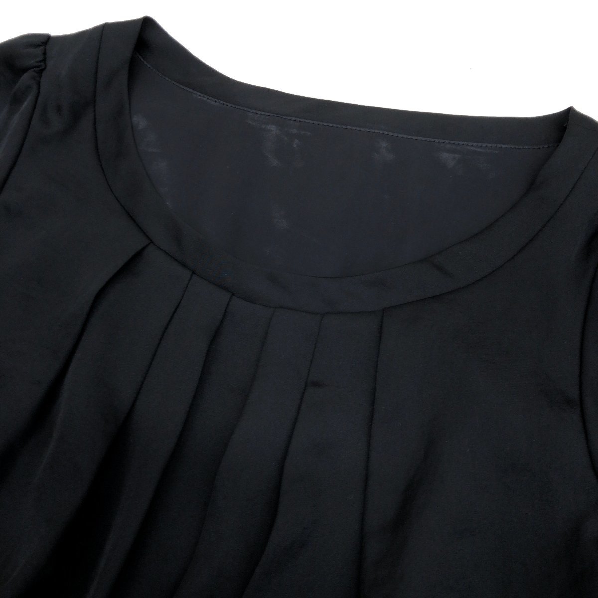 美品 INED イネド シアースリーブ レイヤード ドレス ワンピース 9(M) 黒 ブラック 日本製 半袖 国内正規品 レディース 女性用_画像4