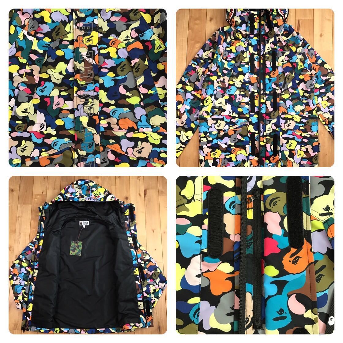 ★新品★ マルチカモ シャーク スノボ ジャケット Mサイズ a bathing ape shark hoodie snow board jacket BAPE multi camo ベイプ 39al_画像7