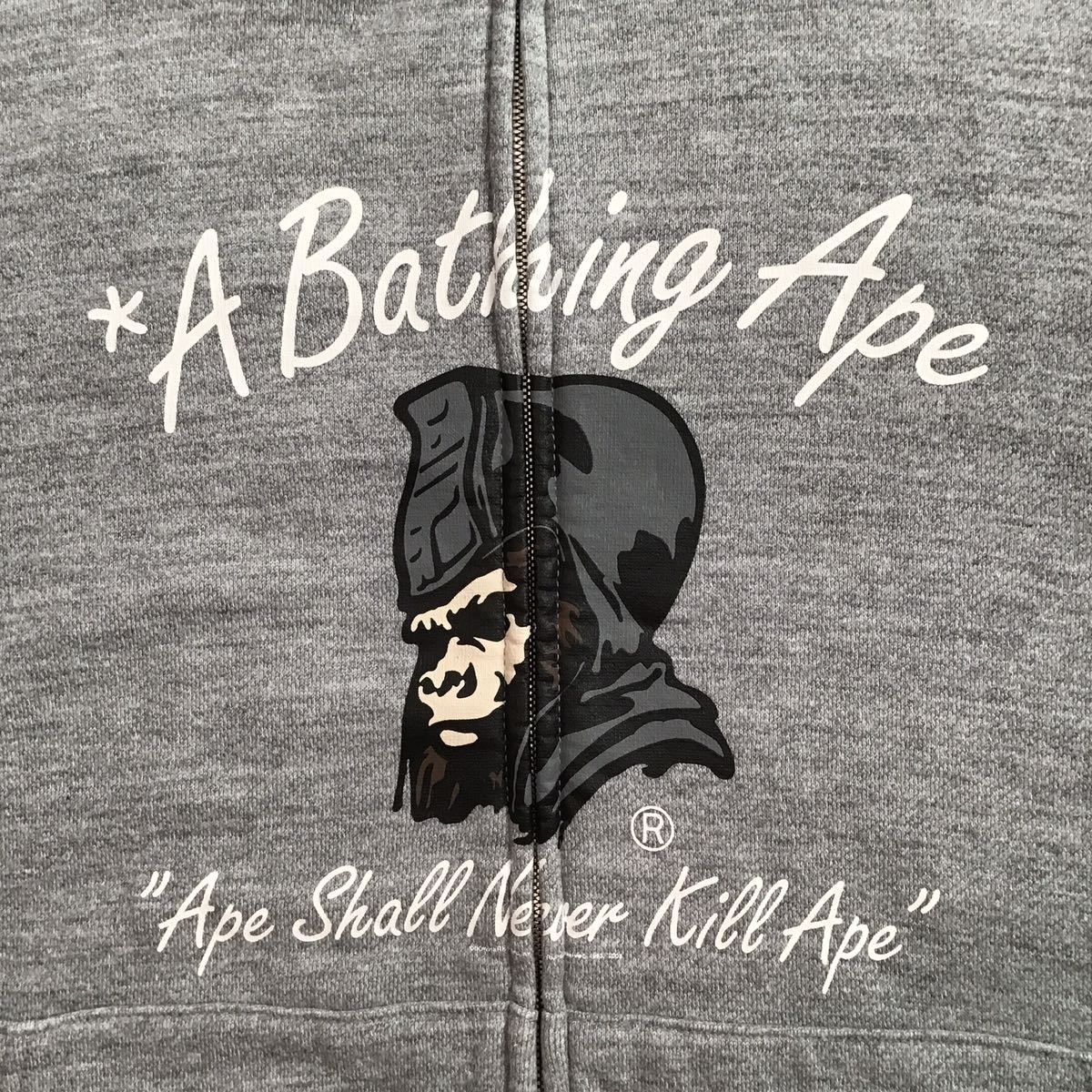 General logo フルジップ パーカー Mサイズ a bathing ape BAPE full zip hoodie エイプ ベイプ アベイシングエイプ ジェネラル グレー m38_画像3