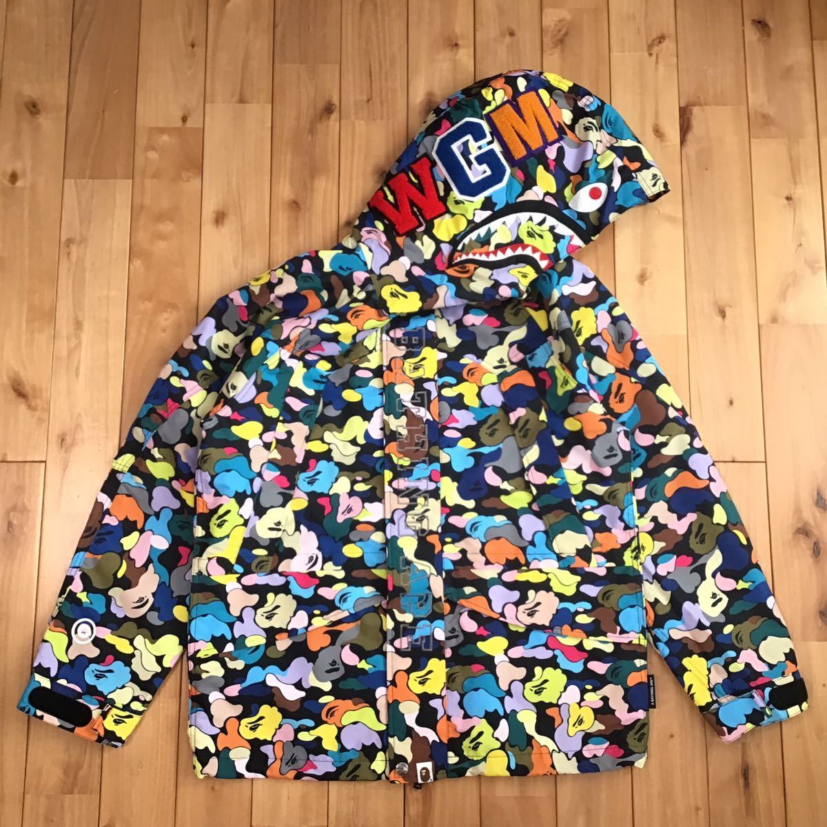 ★新品★ マルチカモ シャーク スノボ ジャケット Mサイズ a bathing ape shark hoodie snow board jacket BAPE multi camo ベイプ 39al_画像1