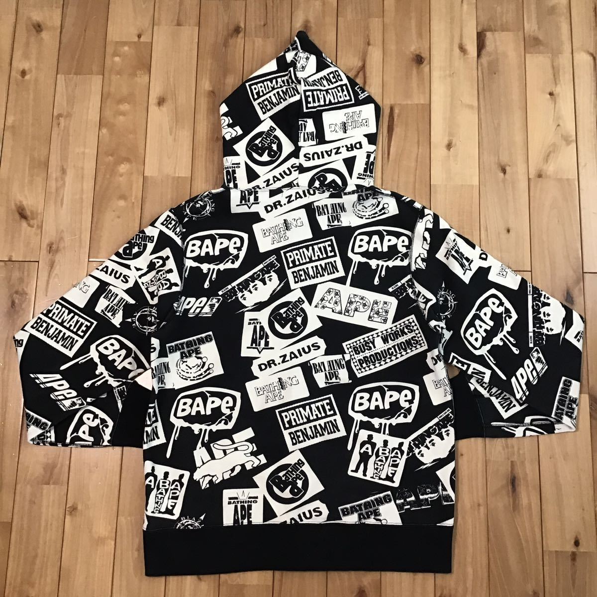 ★XL★ BAPE Mix Logo フルジップ パーカー black a bathing ape full zip hoodie エイプ ベイプ アベイシングエイプ i2_画像2