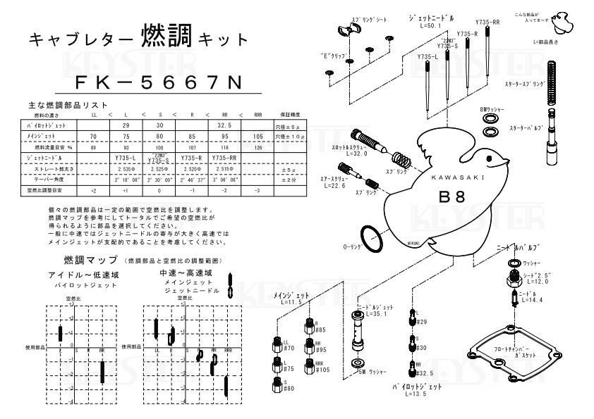 ■ FK-5667N カワサキ B8　キャブレター リペアキット キースター　燃調キット　２_画像3