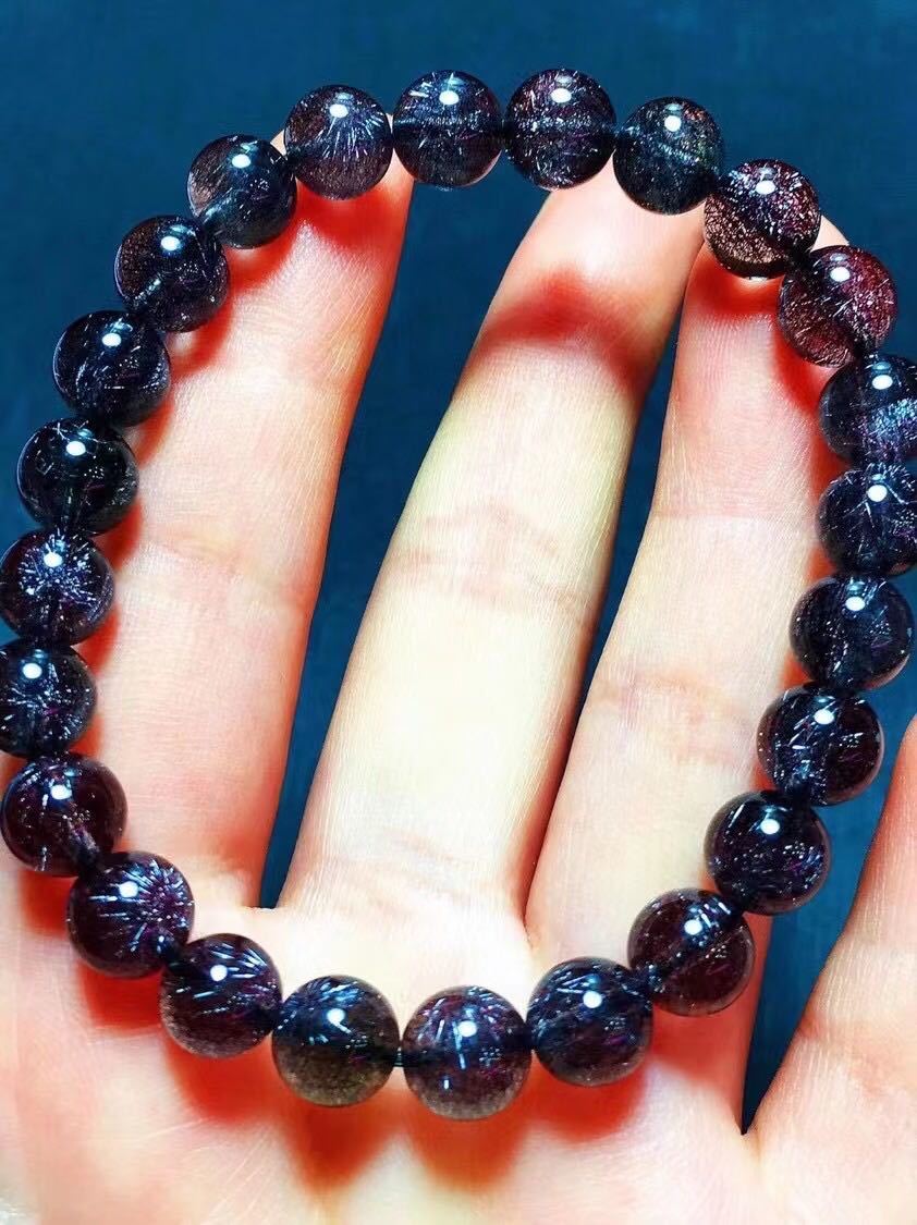 高級】フラワー パープルルチル スーパーセブン ブレスレット 7.6mm(2
