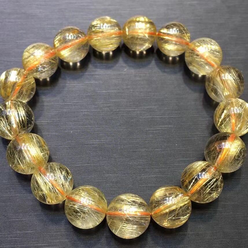 天然】ゴールド ルチル クオーツ ブレスレット 12mm infinity-atom.ro
