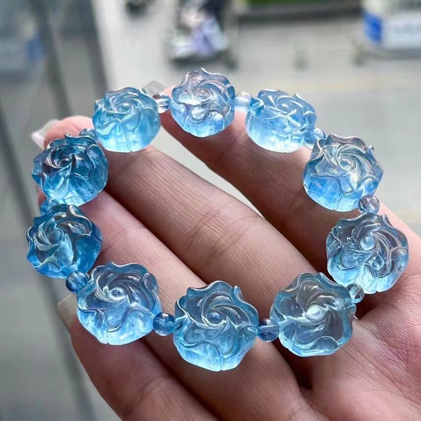 お手頃価格 ⭐︎【天然】アクアマリン ブレスレット 6.8mm