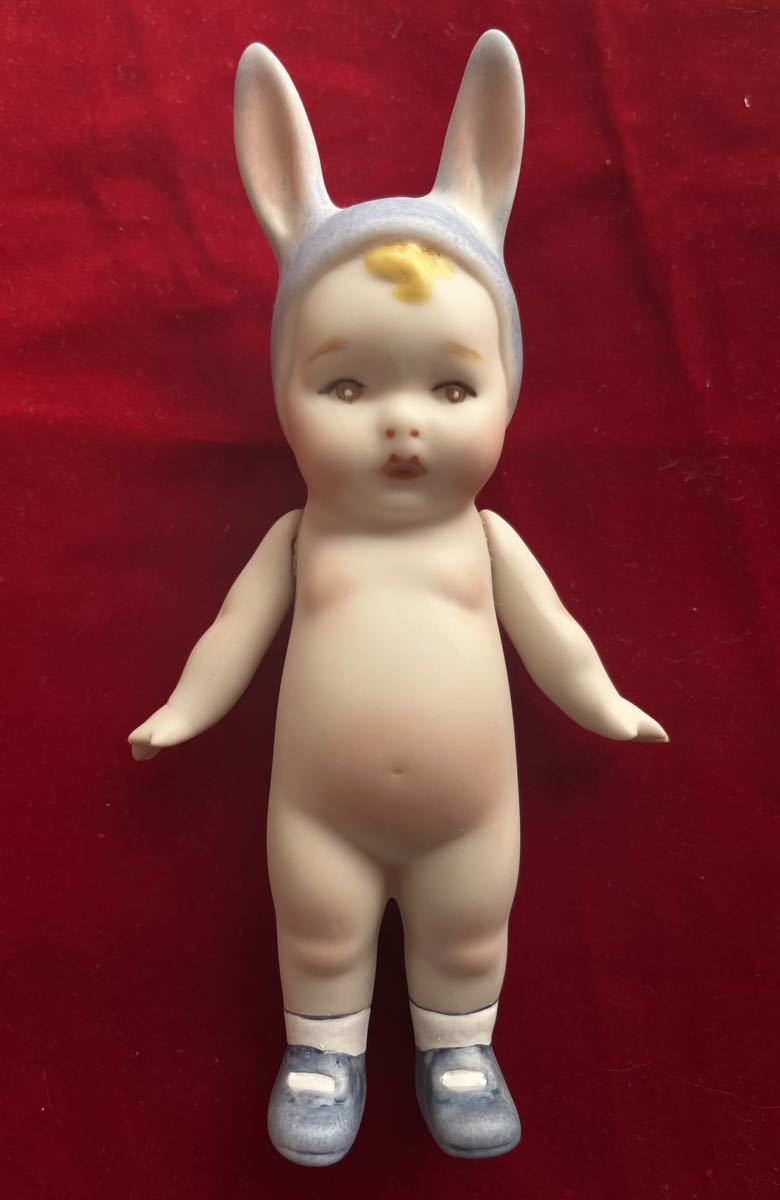 アウトレット　裸ん坊のウサギちゃん★ビスクドール　15㎝　A1BL 昭和レトロ 創作人形 イースター　うさぎ