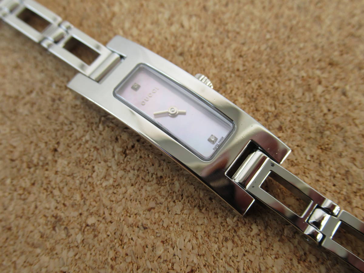 グッチ 3900L SS 2Pダイヤ ピンクシェル文字盤 レディース腕時計