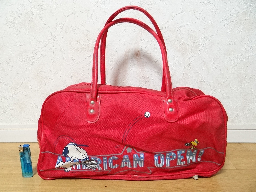  rare 80 period Vintage Sanrio SNOOPY Snoopy Boston bag sport bag tennis american open Showa Retro that time thing 