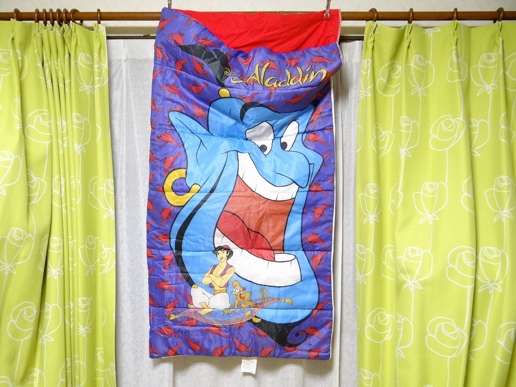 希少 美品 ビンテージ ディズニー アラジン ジーニー 寝袋 76cm×145cm 当時物_画像2