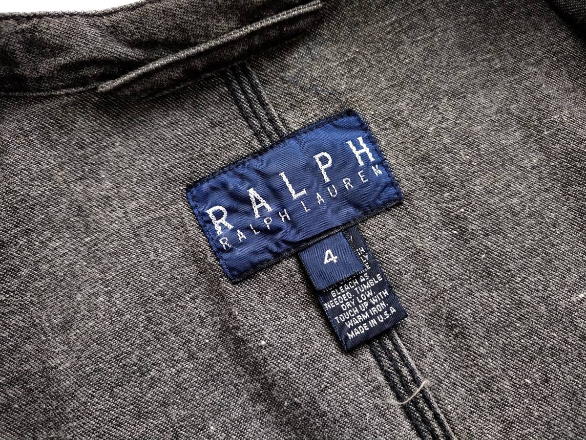 希少 70s80s Polo Ralph Lauren USA製 先染め ブラック デニム カバーオール ヴィンテージ メタルボタン スタンドカラー ラルフローレン_画像8