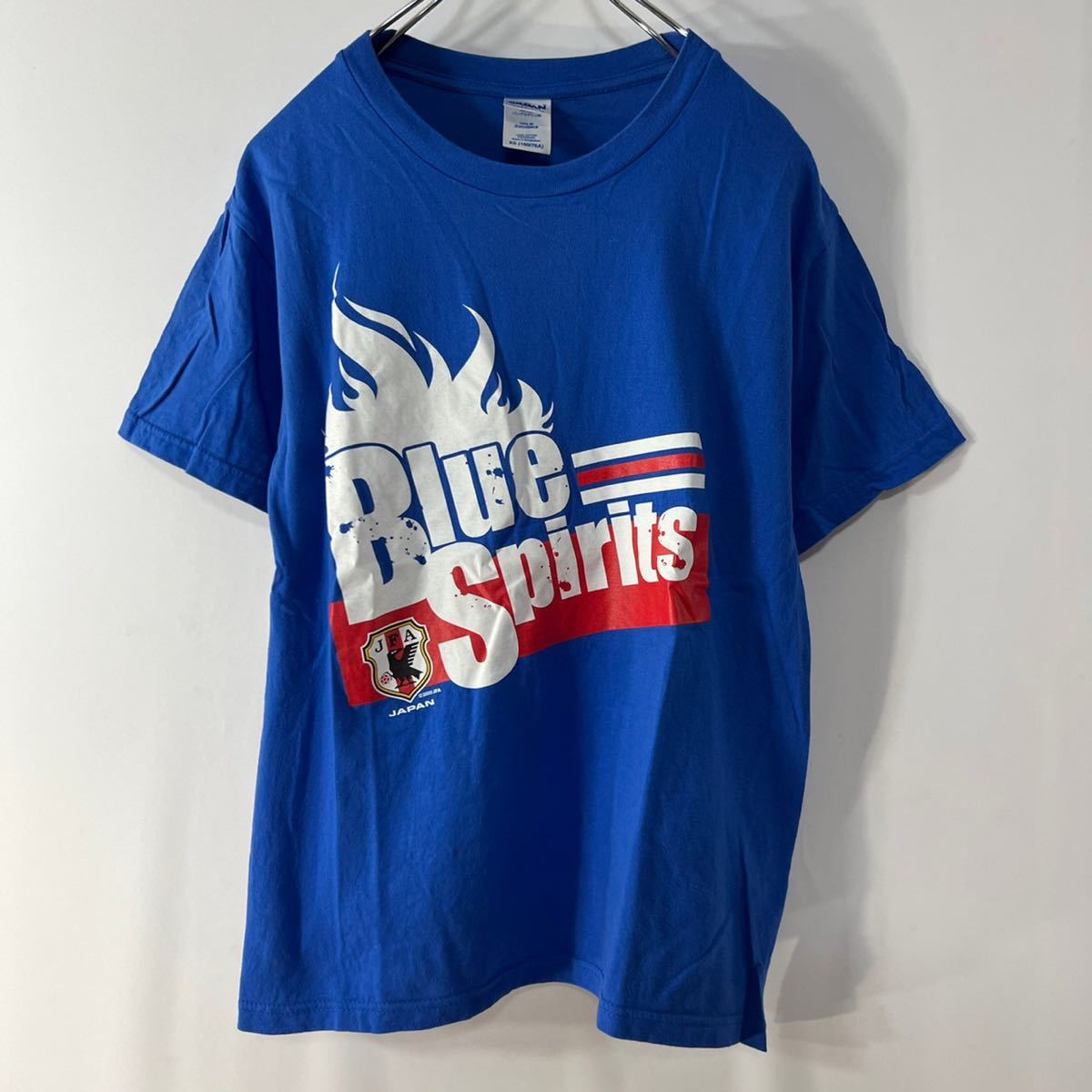 00s ヴィンテージ Blue Spirits ビッグ ロゴ プリント 半袖 クルーネック 天竺 ニット Tシャツ 古着_画像2