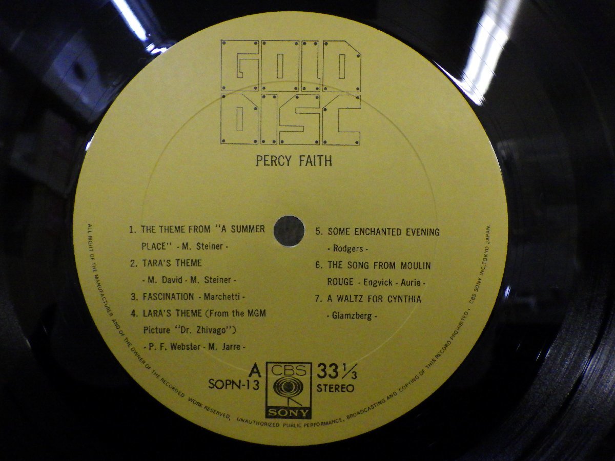 LP record obi PERCY FAITH GOLD DISCpa-si- face Gold disk decision record [ E+ ] E3987Z