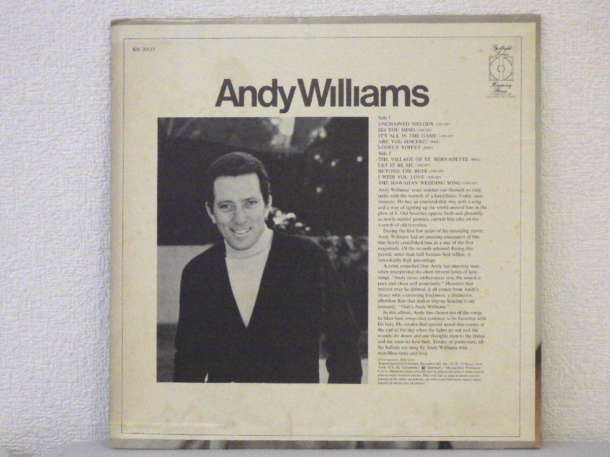 LP レコード Andy Williams アンディ・ウィリアムス Andy Williams 【E-】 H2352O_画像2
