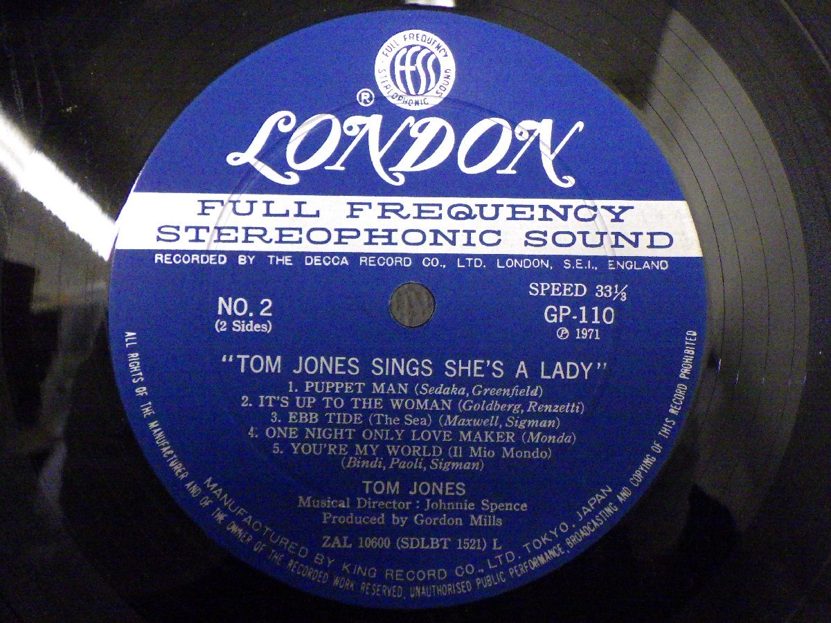 LP レコード TOM JONES SINGS SHE'S A LADY トム ジョーンズ 【 E- 】 H2327Z_画像6
