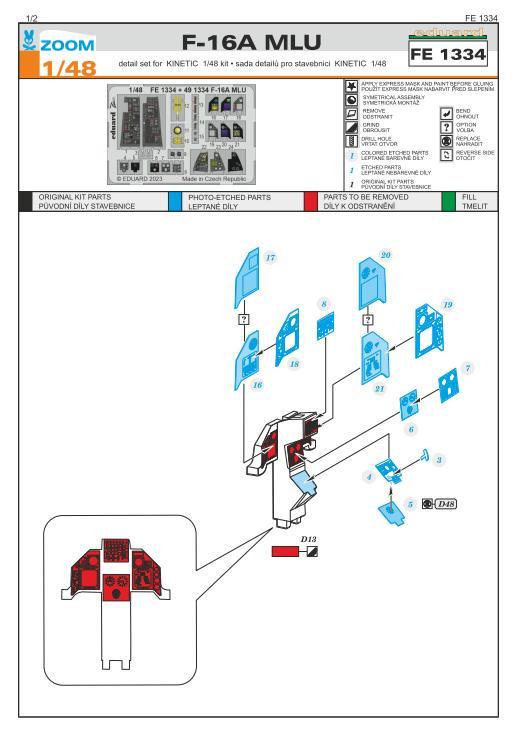 エデュアルド ズーム1/48 FE1334 F-16A MLU for Kinetic Model kits_画像2