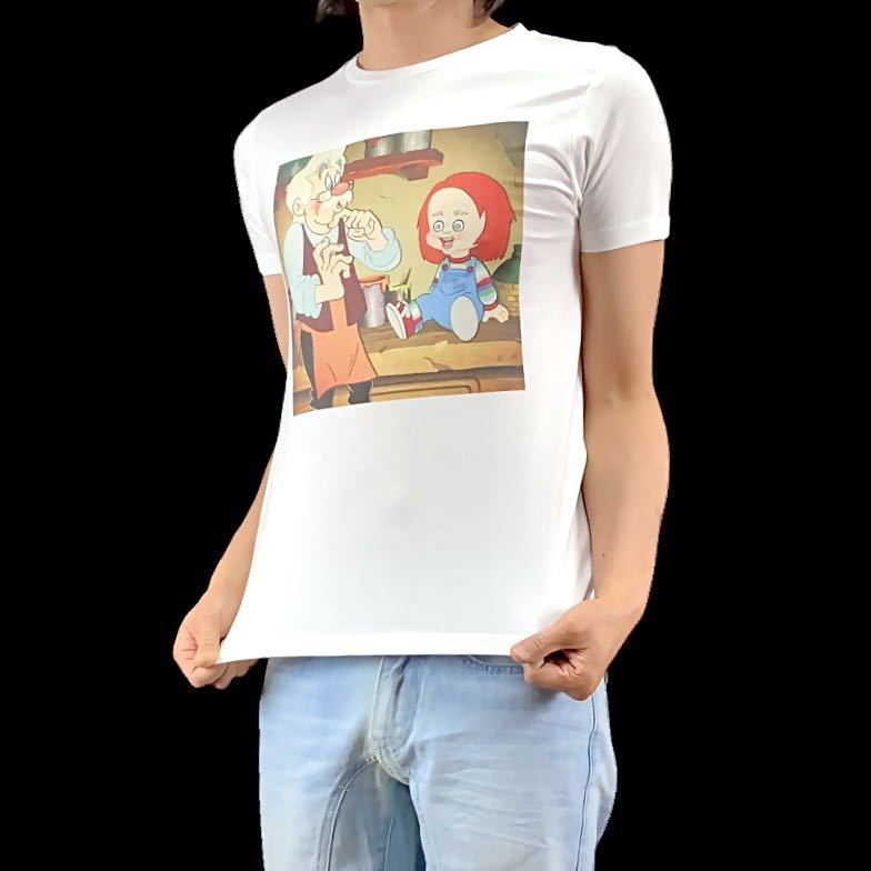 新品 ピノキオ チャイルドプレイ チャッキー ゼペットじいさん パロディ Tシャツ S M L XL ビッグ オーバー サイズ XXL~5XL ロンT パーカー