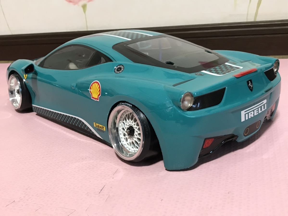 送料無料　1/10 フェラーリ 458 チャレンジ グリーンパール 塗装済 未走行 ラジコンボディ タミヤ TAMIYA FERRARI CHALLENGE RC BODY