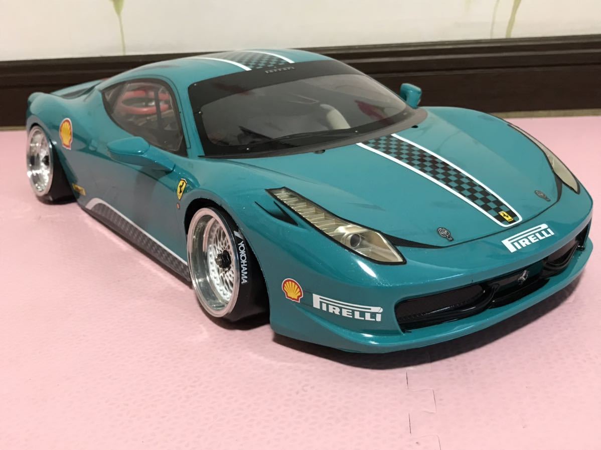 送料無料　1/10 フェラーリ 458 チャレンジ グリーンパール 塗装済 未走行 ラジコンボディ タミヤ TAMIYA FERRARI CHALLENGE RC BODY