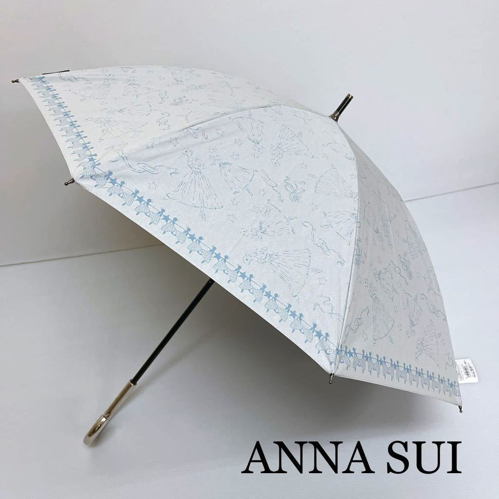  new goods 51712 ANNA SUI Anna Sui * light gray ba Rely na print 1 class shade . rain combined use parasol umbrella long umbrella .. shade .. cuatro guard small pala