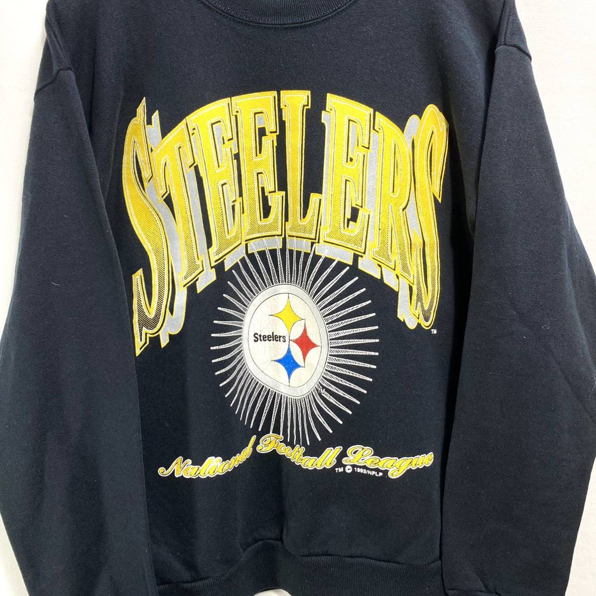 ■ 90s ビンテージ USA製 Tultex タルテックス NFL Steelers スティーラーズ ロゴイラスト スウェット トレーナー LARGE 黒 アメフト ■_画像3