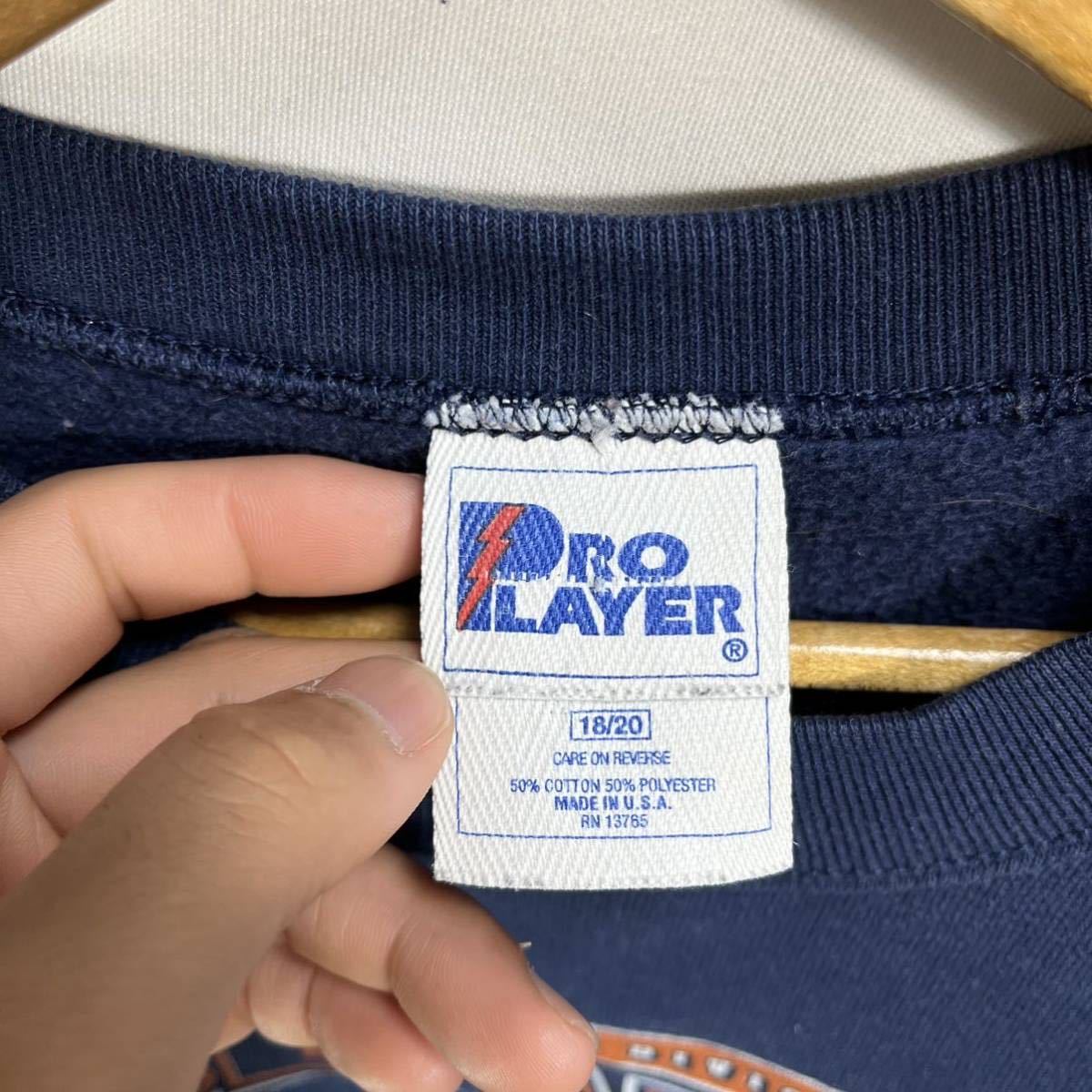 ■ 子供用 90s 90年代 USA製 ビンテージ PRO PLAYER NFL Chicago Bears スウェット ネイビー サイズ18/20 アメフト ベアーズ アメカジ ■_画像6