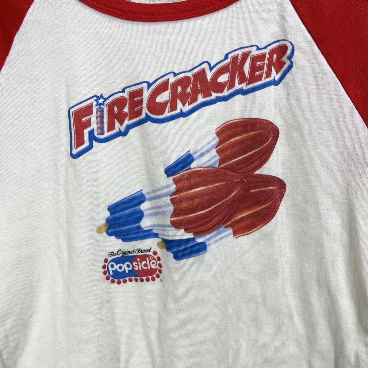 ■ アイスクリーム！ 子供用 popsicle ” FIRE CRACKER ” イラスト ラグラン 半袖 Tシャツ サイズL レッド ■_画像4