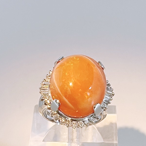 正規品販売! プラチナ Pt900★ リング ソーティング付き☆【中古】10024107 可愛い ●11号 0.690ct ダイヤモンド オパール13.320ct オパール