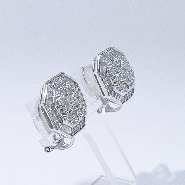 Pt / K14 ★プラチナ★ダイヤ イヤリング ダイヤモンド1.000ct / 1.000ct◇おしゃれ【中古】10024212