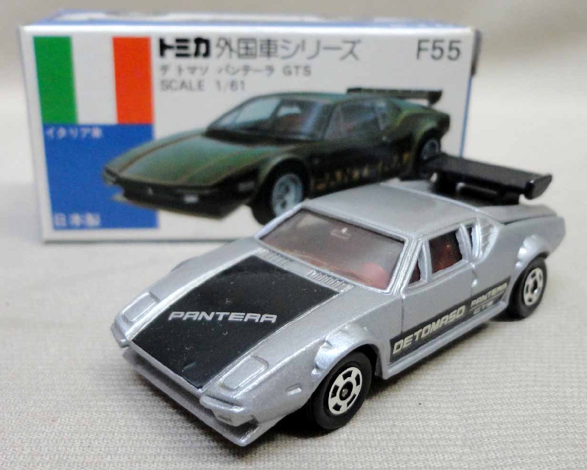 トミカ 青箱 F-55 デトマソ パンテーラ GTS シルバー 当時物 ミニカー 日本製_画像1