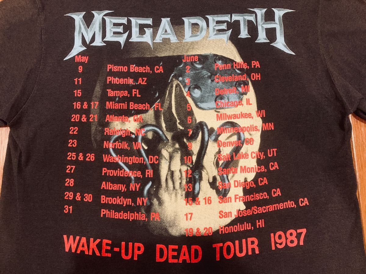 デビュー初期【"超"激レア！】MEGADETH メガデス WAKE UP DEAD TOUR 1987 Tシャツ 半袖Tシャツ