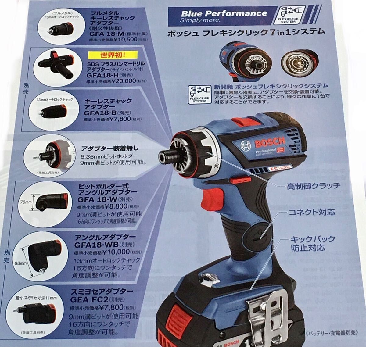 ボッシュ　Bosch 18V マルチドライバードリル GSR18V-60FCH バッテリー１個 充電器　ケース　セット