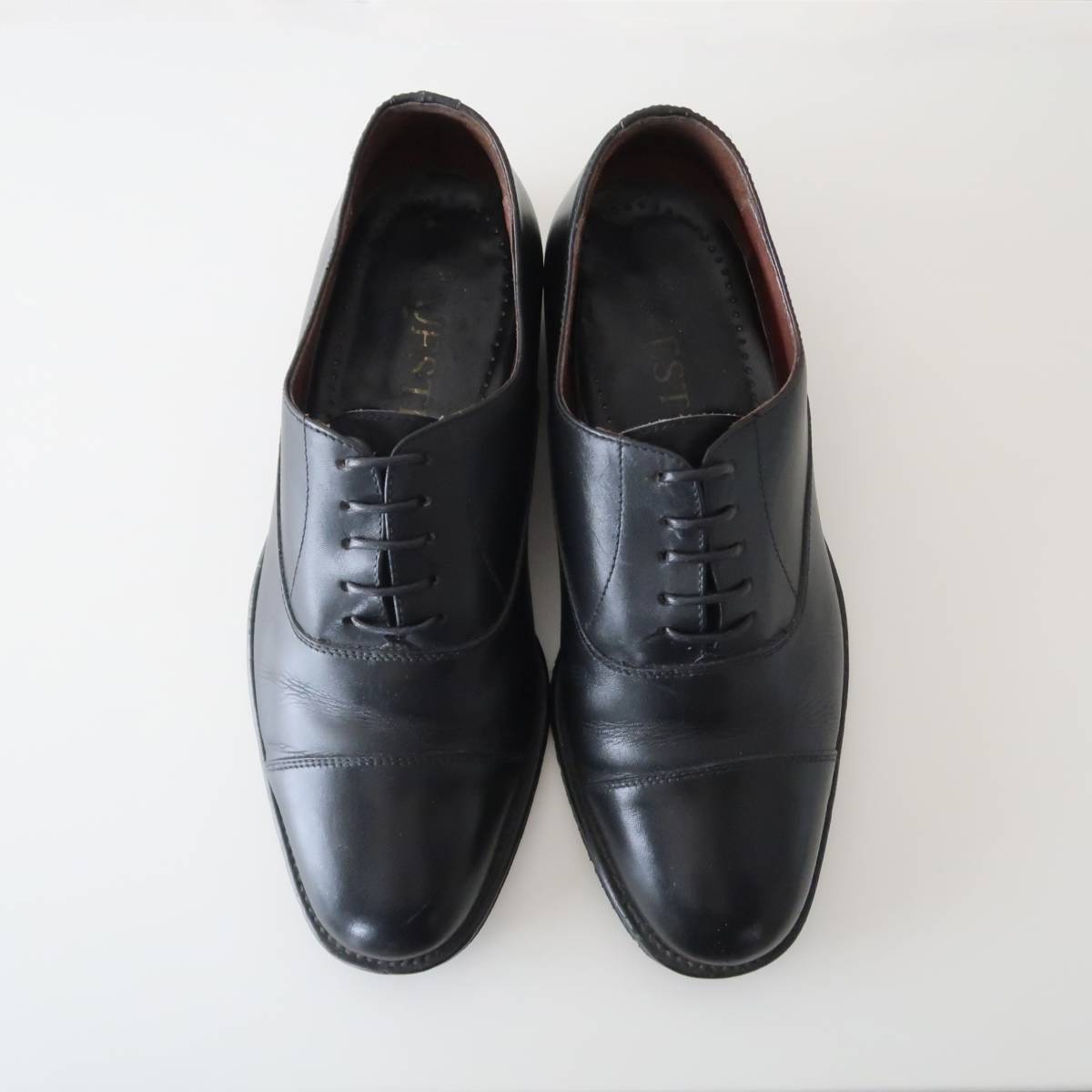 イタリア製 オールドMAJESTIC ブラックレザー キャップトゥオックスフォードシューズ 表記39/ビンテージ革靴24.5cm