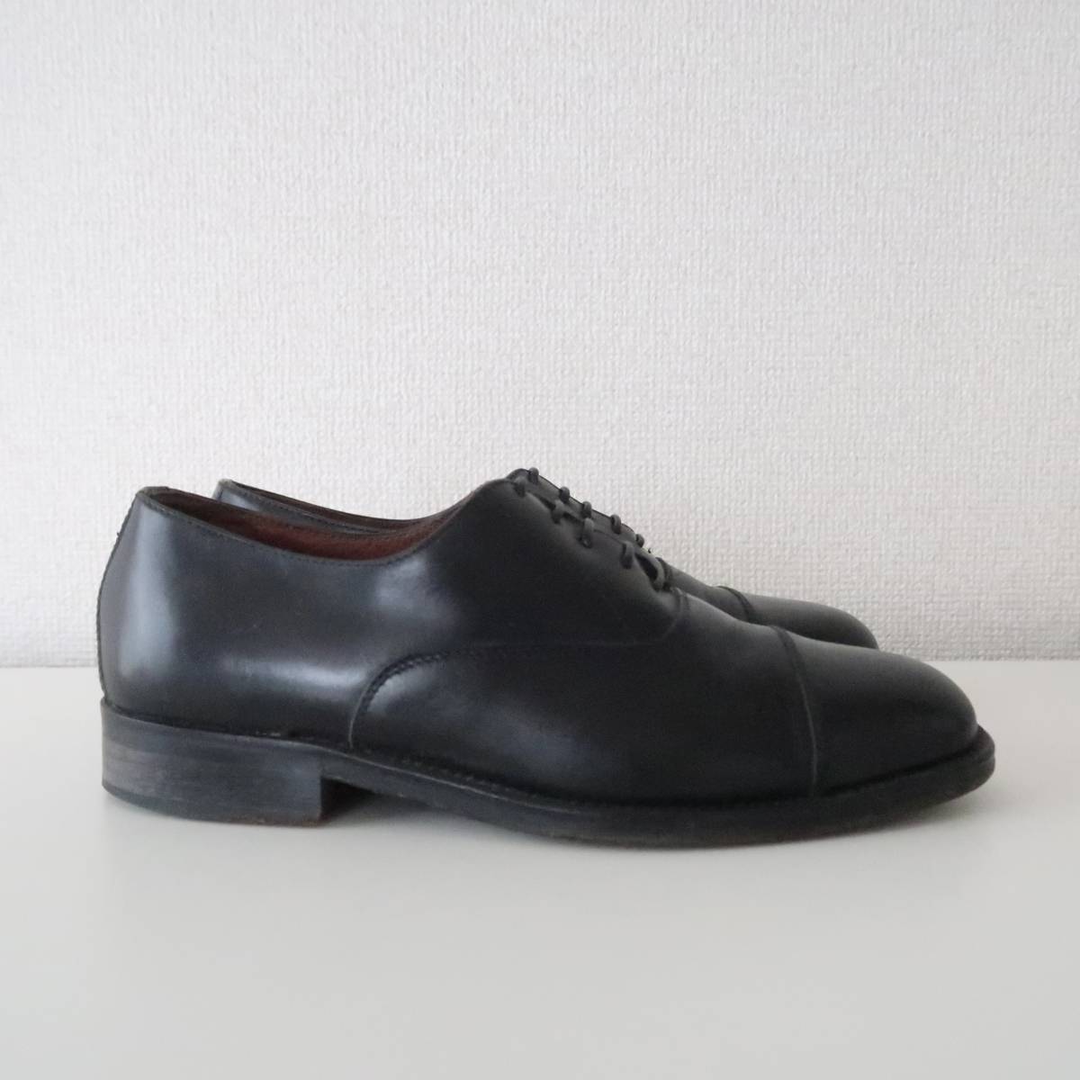イタリア製 オールドMAJESTIC ブラックレザー キャップトゥオックスフォードシューズ 表記39/ビンテージ革靴24.5cm_画像2