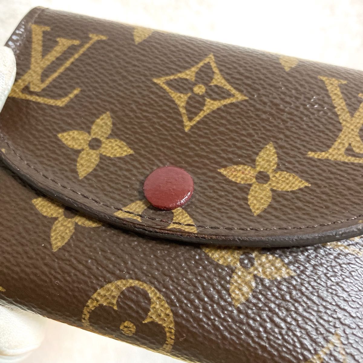 美品 ルイヴィトン ポルトモネロザリ フーシャ モノグラム 折り財布