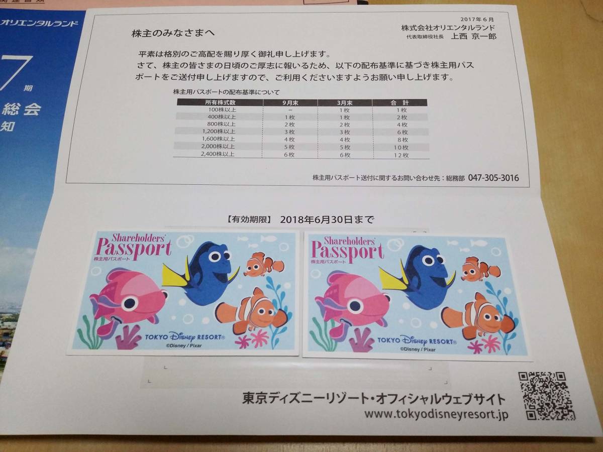 1dayパスポート2枚ペアセット 株主優待券 東京ディズニーランド