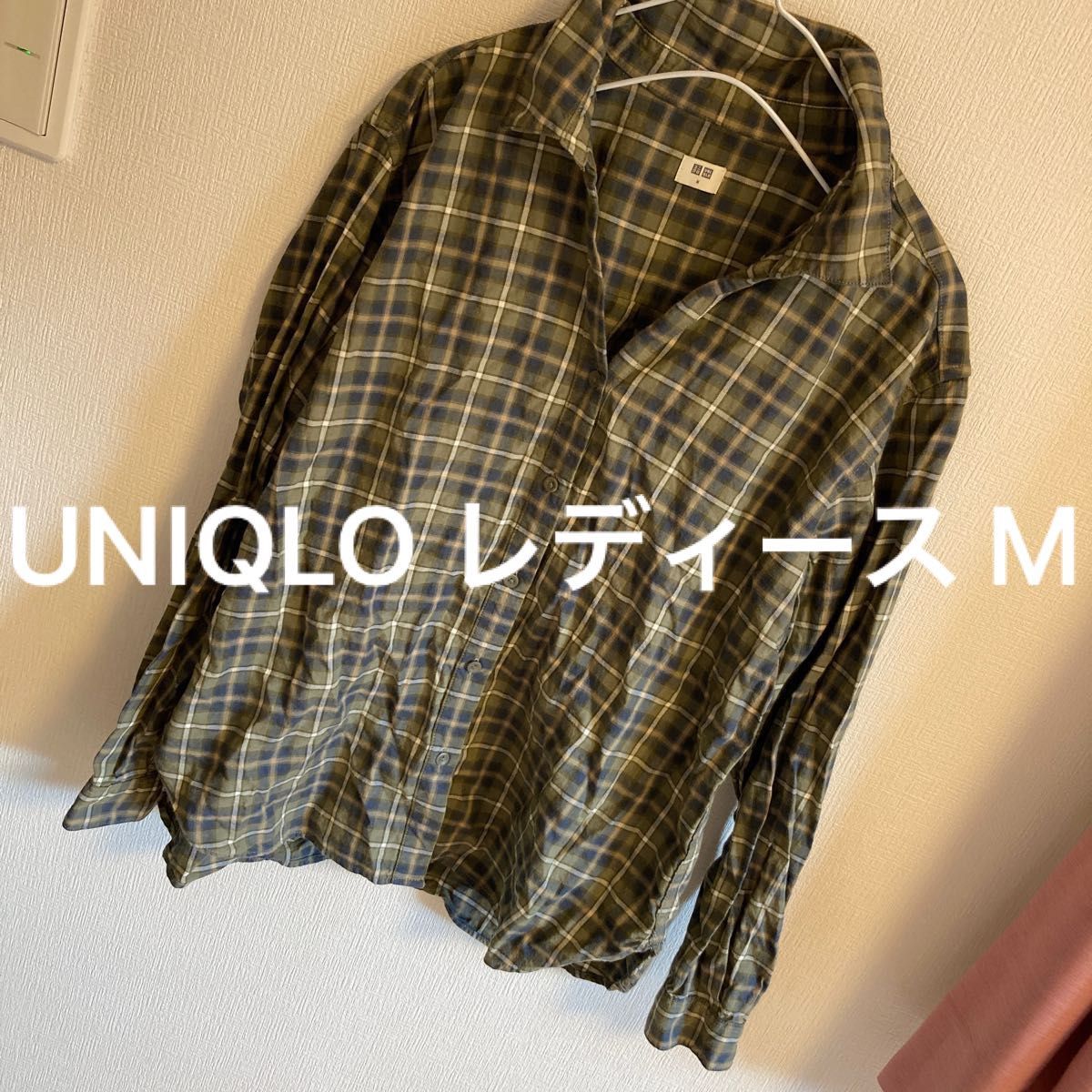 UNIQLO ユニクロ  ネルシャツ チェックシャツ チェック柄 長袖シャツ 長袖 グリーン 羽織り レディース M 普段着