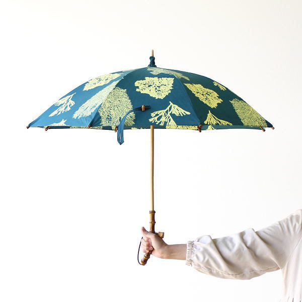 日傘 日本製 晴雨兼用 UVカット コットン100% 綿 染色 バンブー 傘 かさ カサ 和風 和柄 おしゃれ コットンパラソル 注染 uminoki