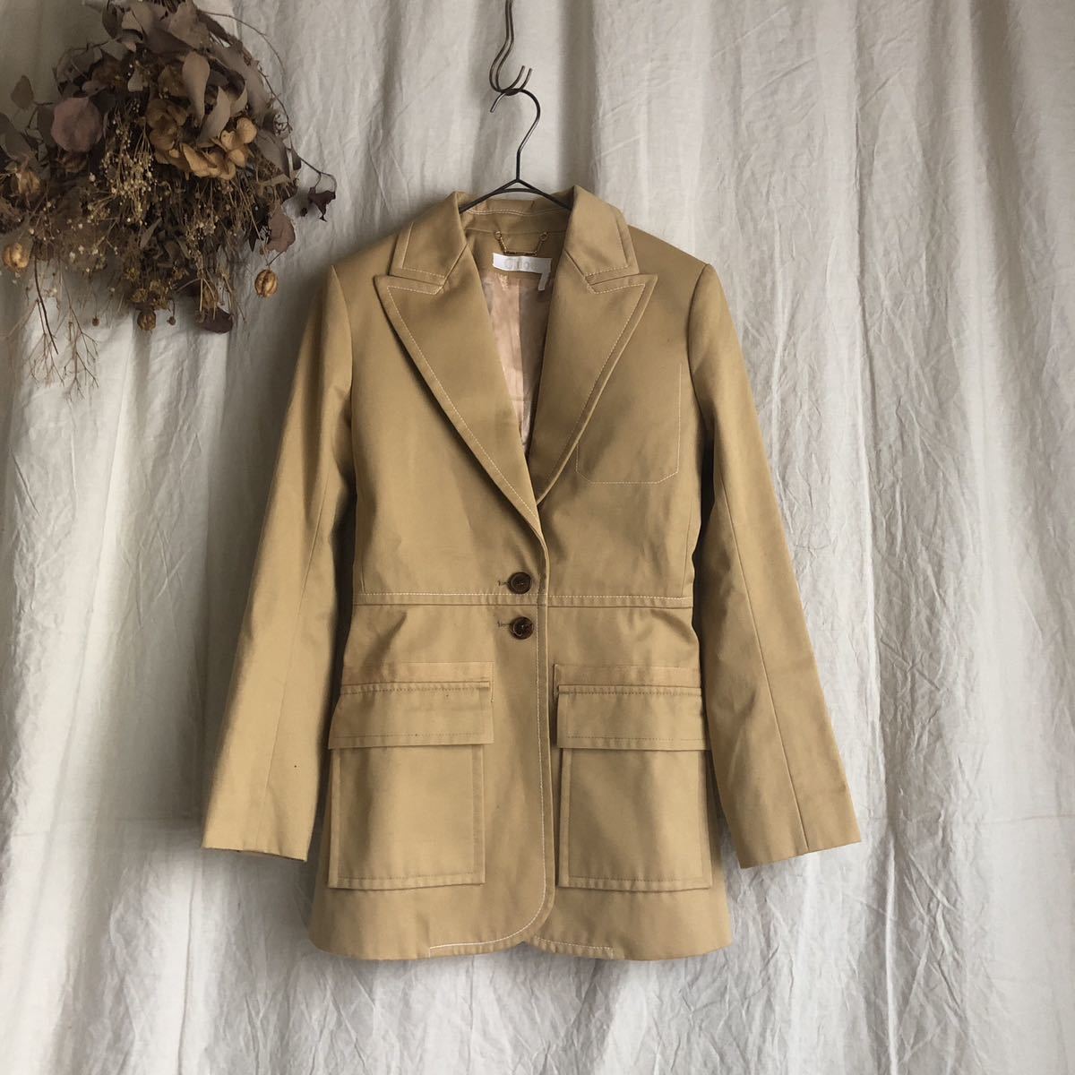 信頼 Chloe 34 ロングジャケット バックベルトデザイン 2018年モデル