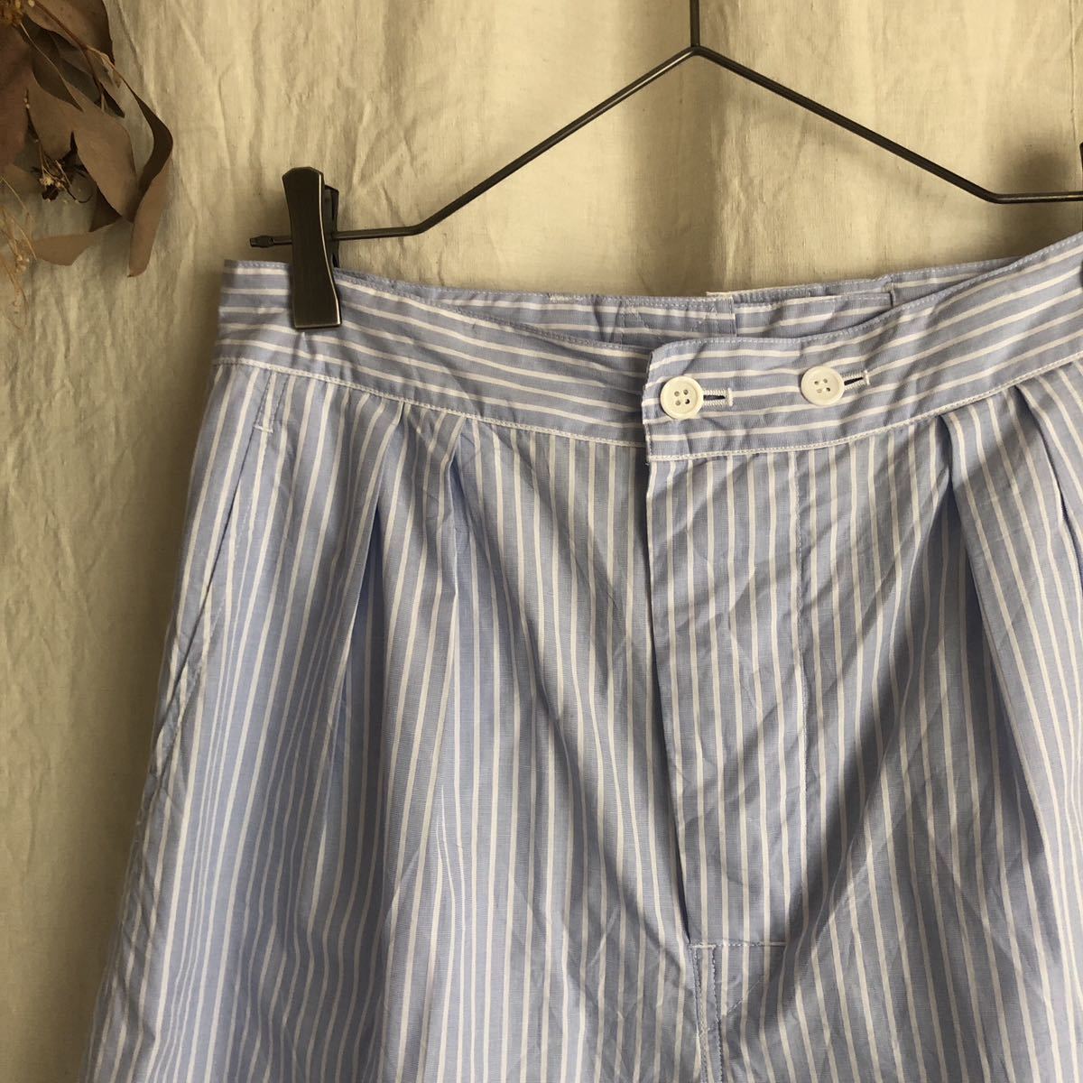 TOUJOURS トゥジュー 2022SS Pleated Underwear Baggy Pants ストライプ バギーパンツ SIZE2_画像5