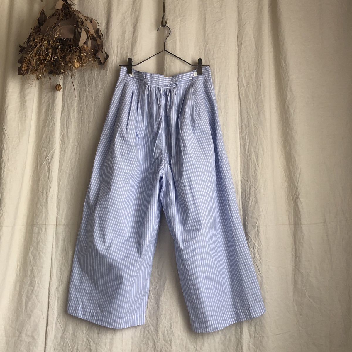 TOUJOURS トゥジュー 2022SS Pleated Underwear Baggy Pants ストライプ バギーパンツ SIZE2_画像6