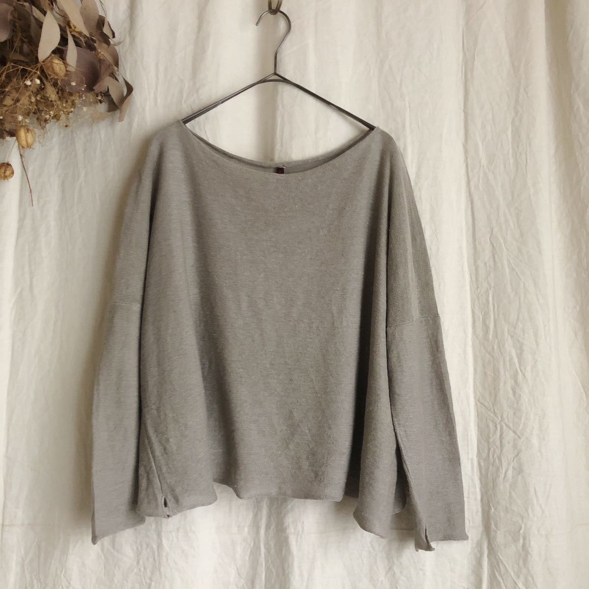 希少 黒入荷! DANIELA GREGIS グレージュ ニット ワイド リネン100