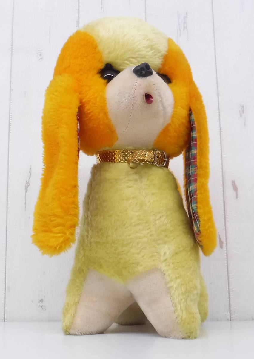  Showa Retro that time thing * retro soft toy * dog dog *NO.11 tag attaching yellow orange series shide . ear *34cm * antique retro pop 