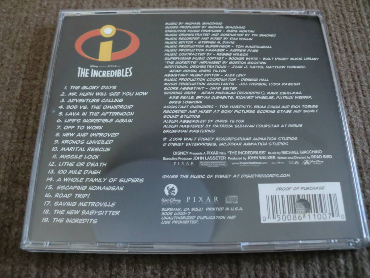マイケル・ジアッチーノ（音楽）「Mr.インクレディブル THE INCREDIBLES」OST　19曲　輸入盤_画像2